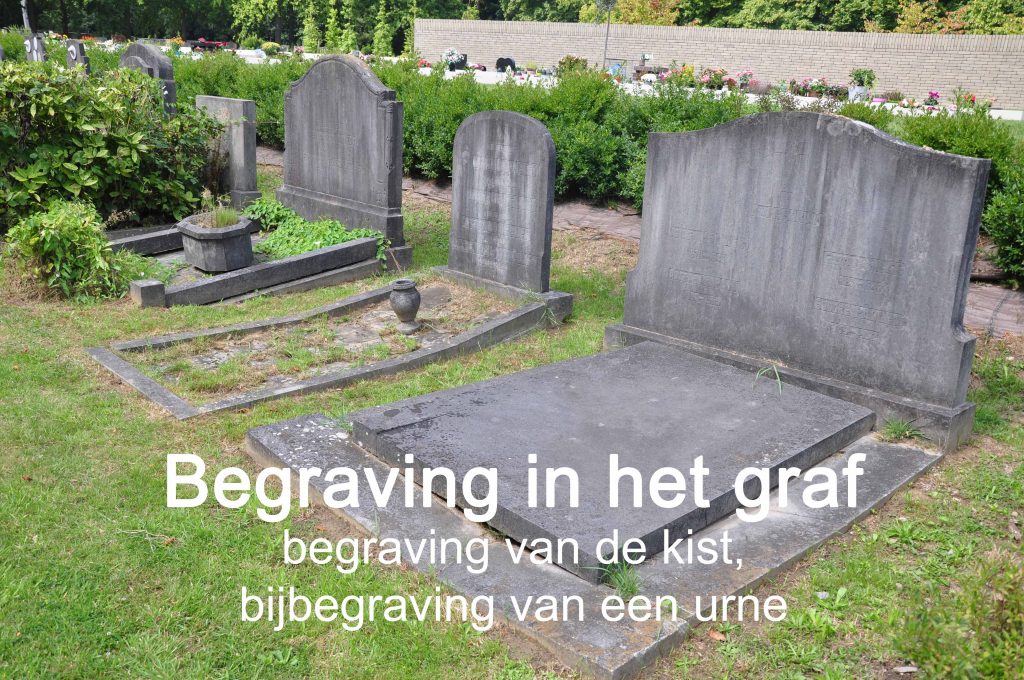 begraving van de kist of urne in een graf