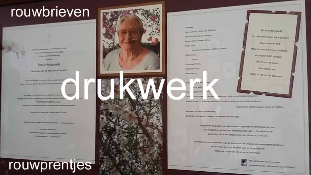 drukwerk rouwbrieven en fotoprentjes